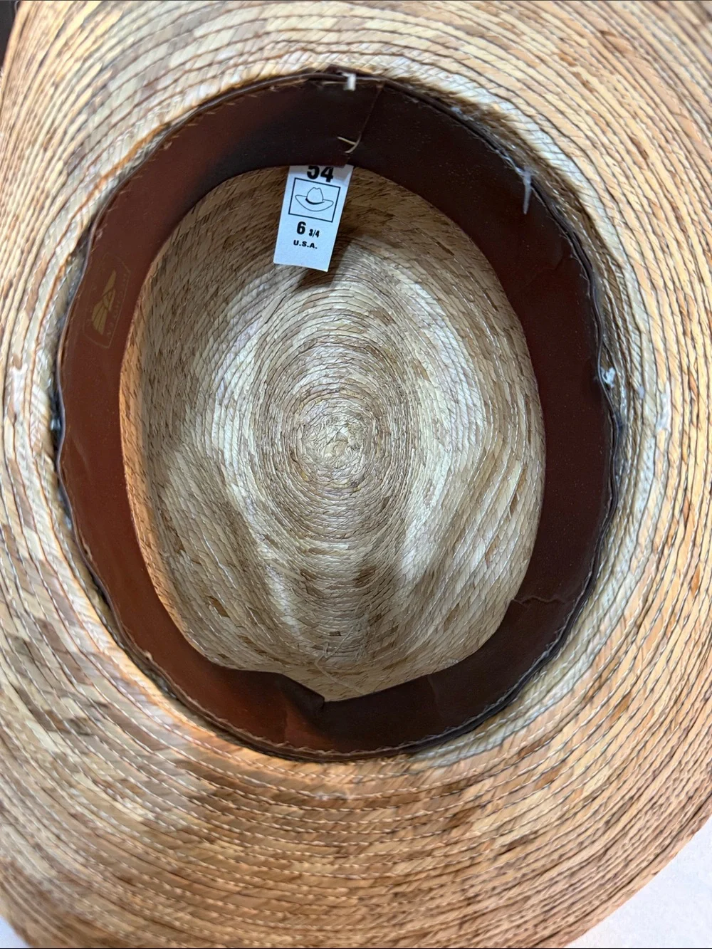 Men's straw Hat - Natural woven Tan 6 3/4 Small